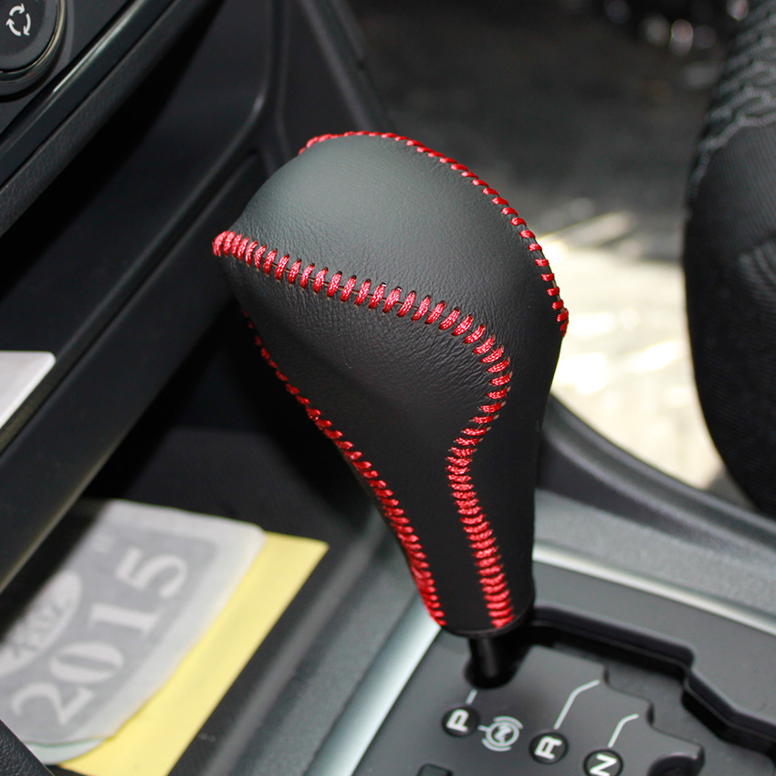 Case for Peugeot 307 308 2012 automatic gear cover DIY Auto interior decoration car styling genuine leather car gear shift collars