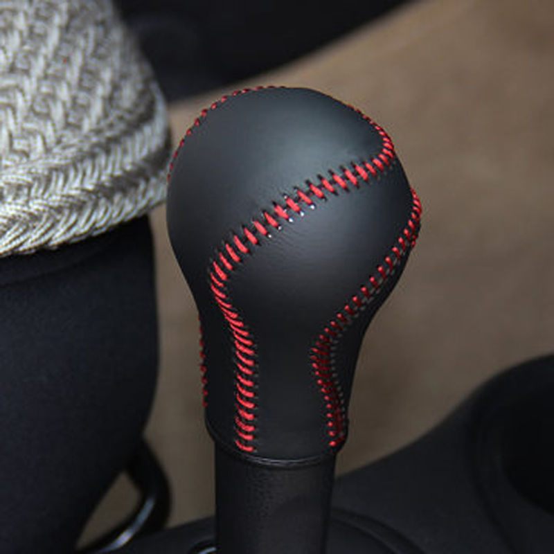 Case for Nissan March Sunny automatic gear Shift Knob Cover Genuine Leather DIY gear covers leather Hand-stitched car accessories