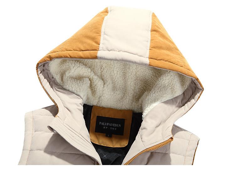 Fall-New Casual Duck Down Hooded Vest Mens Winter Sleeveless Jacket Plus Size Army Green Spliced Colors Thick Warm Waistcoat orange