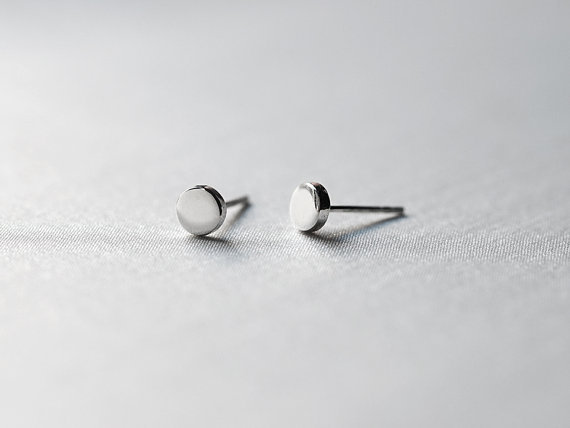10Pair- S025 Gold Silver Tiny Round Stud Earring Cute Polishing Disc Stud Earrings Simple Geometric Flat Circle Stud Earrings