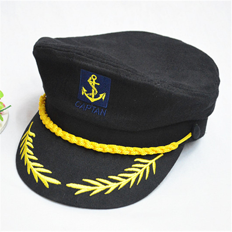 Wholesale-Brand New 2015 Vintage Brand New Korean Style Men Flat  Caps Uniform Captain Skipper Sailor Caps Hats Black White Red