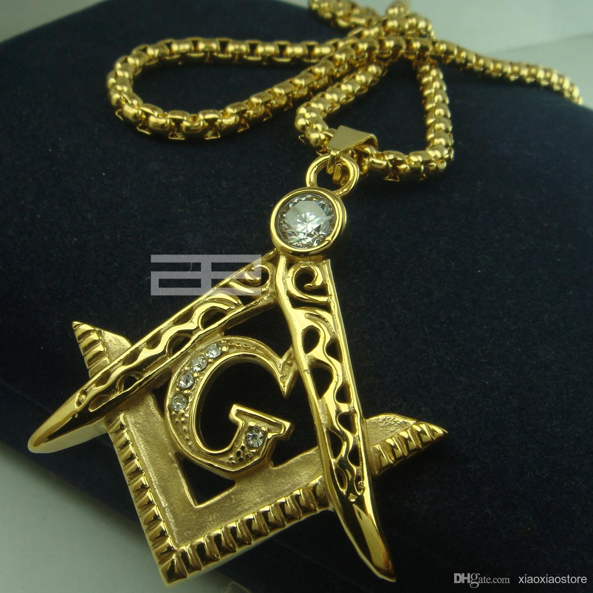 Mens 18k gold fiiled Freemasonry Masonic Mason Pendant Free chain necklace N214, Silver 
Mens 18k gold fiiled Freemasonry Masonic Mason Pendant Free chain necklace N214, Silver
