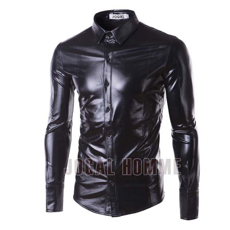 Wholesale-Fashion Nightclub Men Shirt Coating Metal Texture Design Chemise Homme Brand-clothing Shirts Men clothes M~3XL
