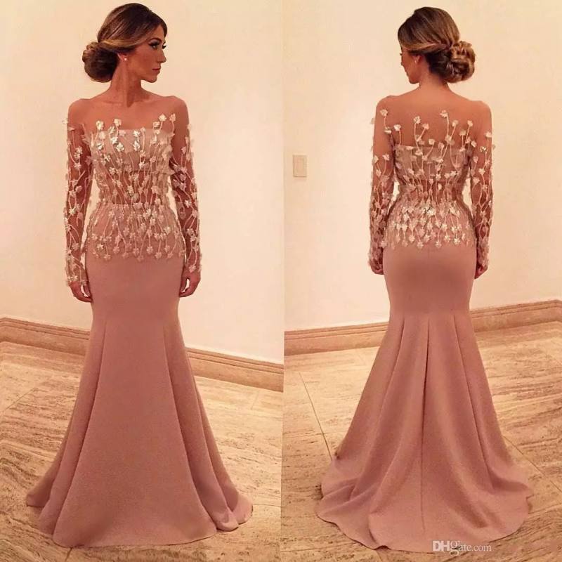 Graceful 3D Appliqued Mermaid Evening Dresses With Long Sleeves Sheer Bateau Neck Prom Gowns Floor Length See Through Formal Dress, Hunter
Graceful 3D Appliqued Mermaid Evening Dresses With Long Sleeves Sheer Bateau Neck Prom Gowns Floor Length See Through Formal Dress, Hunter