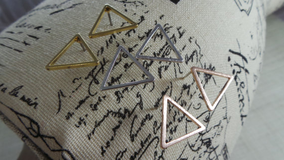 10Pair Gold Silver Tiny Hollow Triangle Stud Earrings Open Line Earrings Geometric Jewelry for Women