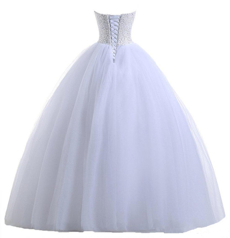 2019 Sexy Fashion White Beading Ball Gown Quinceanera Dress with Sequined Tulle Plus Size Sweet 16 Dress Vestido Debutante Gowns BQ87