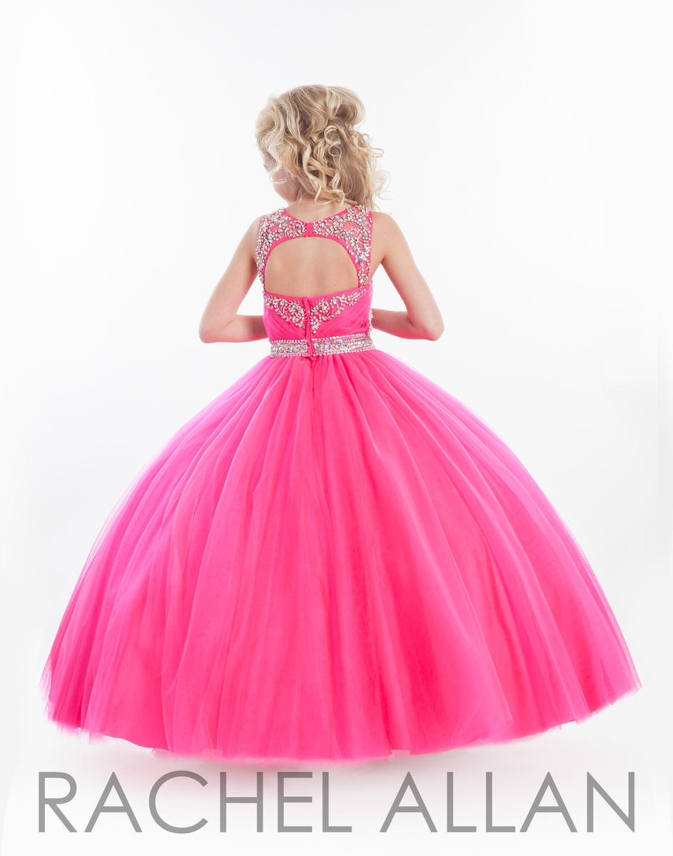 Gown Flower Ball Sheer Jewel Tulle Beaded Rhinestones Ruchedkey Hole Zipper Back Little Girl Pageant Dresses Formal Wear Ba0236