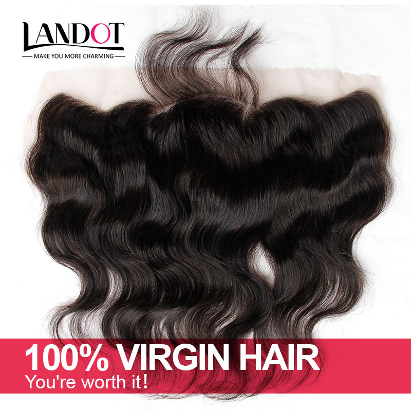 Grade 8A Peruvian Lace Frontal Closure Body Wave Wavy Size 13*4 Full Lace Frontal 100% Unprocessed Virgin Human Hair Closures Natural Black