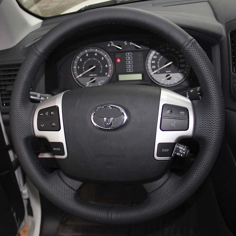 Case for Toyota Land cruiser Steering wheel cover Genuine leather DIY Hand-stitch Car styling Interior decoration