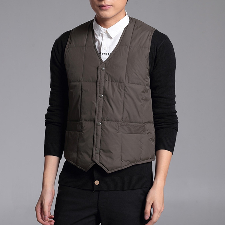 Fall-New Men's Winter Warm Down Vest Casual Middle-Aged Waistcoat V-Neck Single Breasted Sleeveless Jacket Asia/Tag Size L-3XL