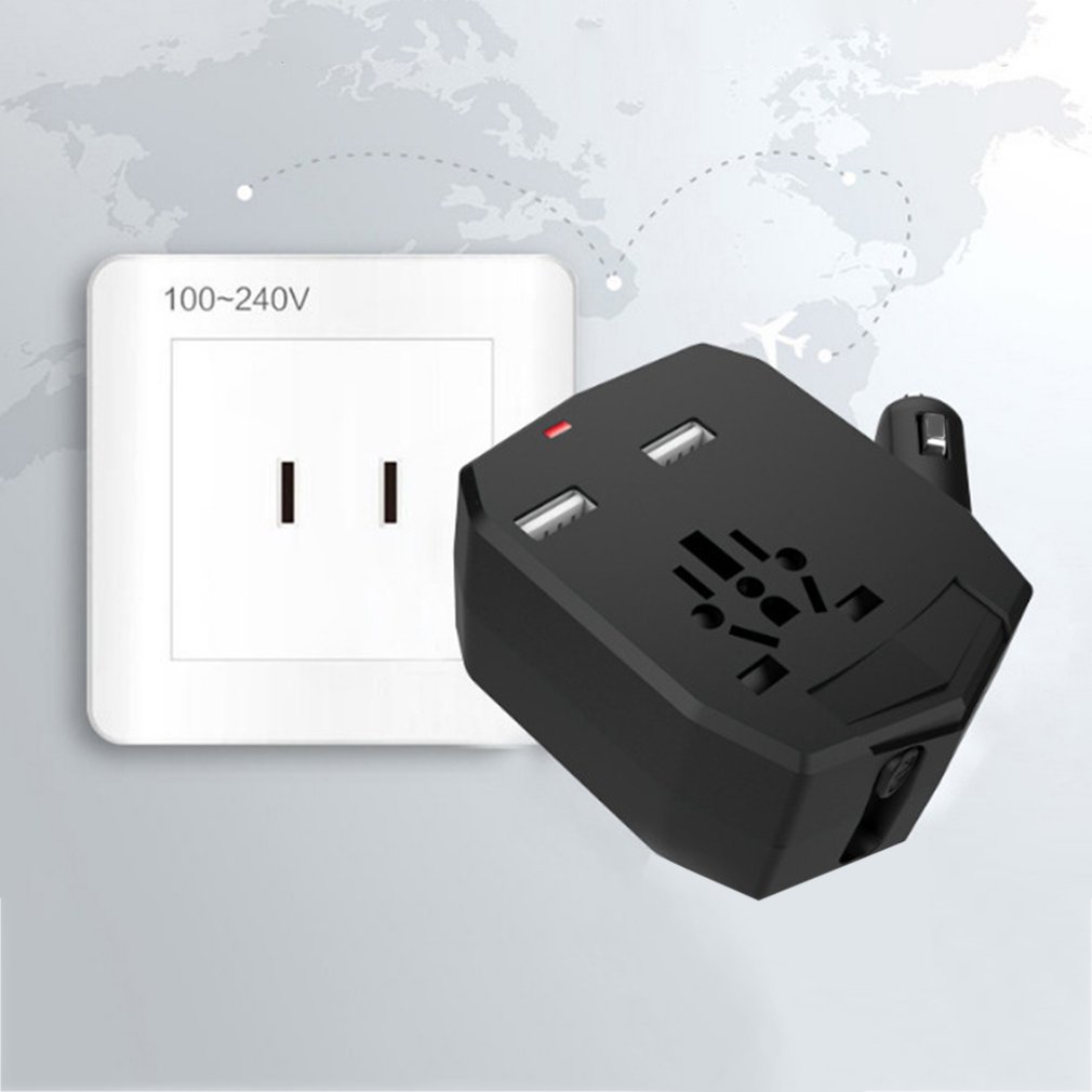Universal Travel adaptor Car Charger Dual USB Multifunctional Conversion Plug Power Plug Adapter Socket Converter Mobile Phone Charger