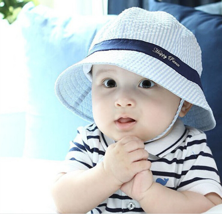 Toddler Infant Sun Cap Summer Outdoor Baby boy Girl Hats Sun Beach Bucket Hat Striped cotton baby basin cap 3 colors