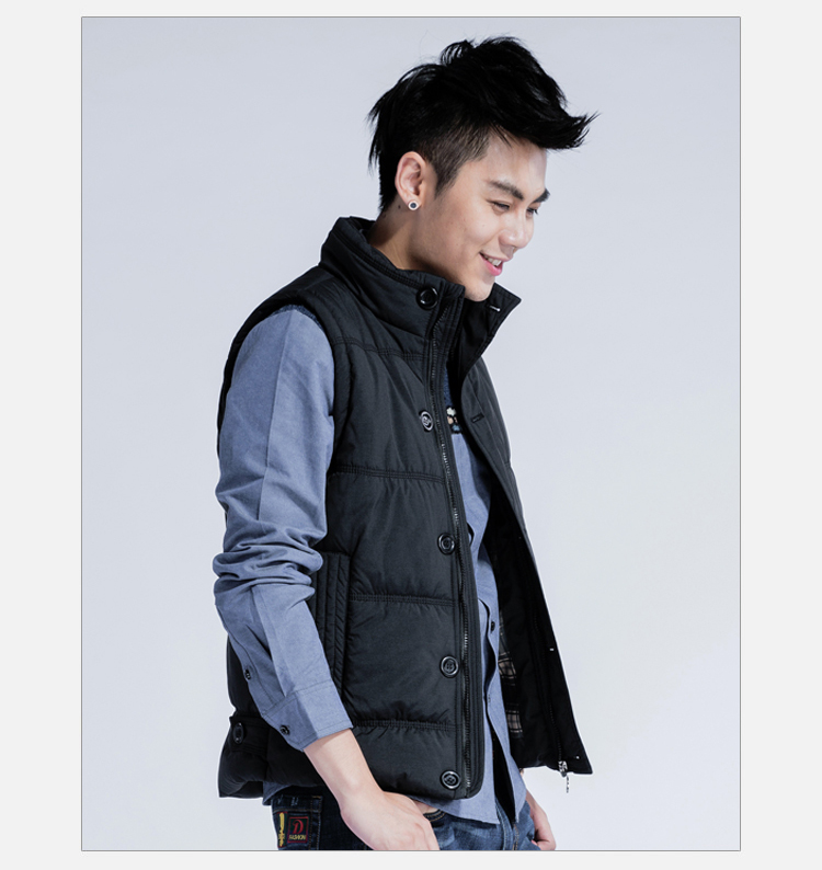 Wholesale- autumn winter hot vest for men casual slim mens sleeveless jacket male vest black/khaki