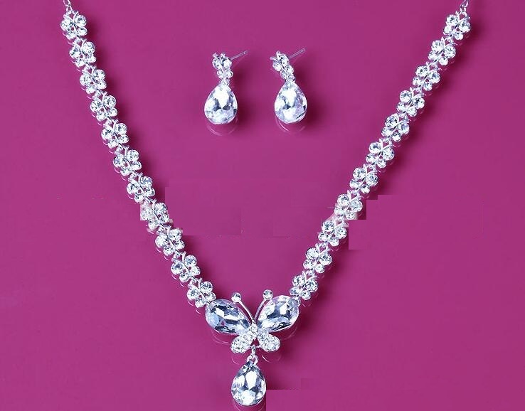 Wedding Rhinestone Pearl Necklace+Earrings Wedding Bridal Jewelry Sets wedding accessories bridalmaid dress party hair accessories HT032