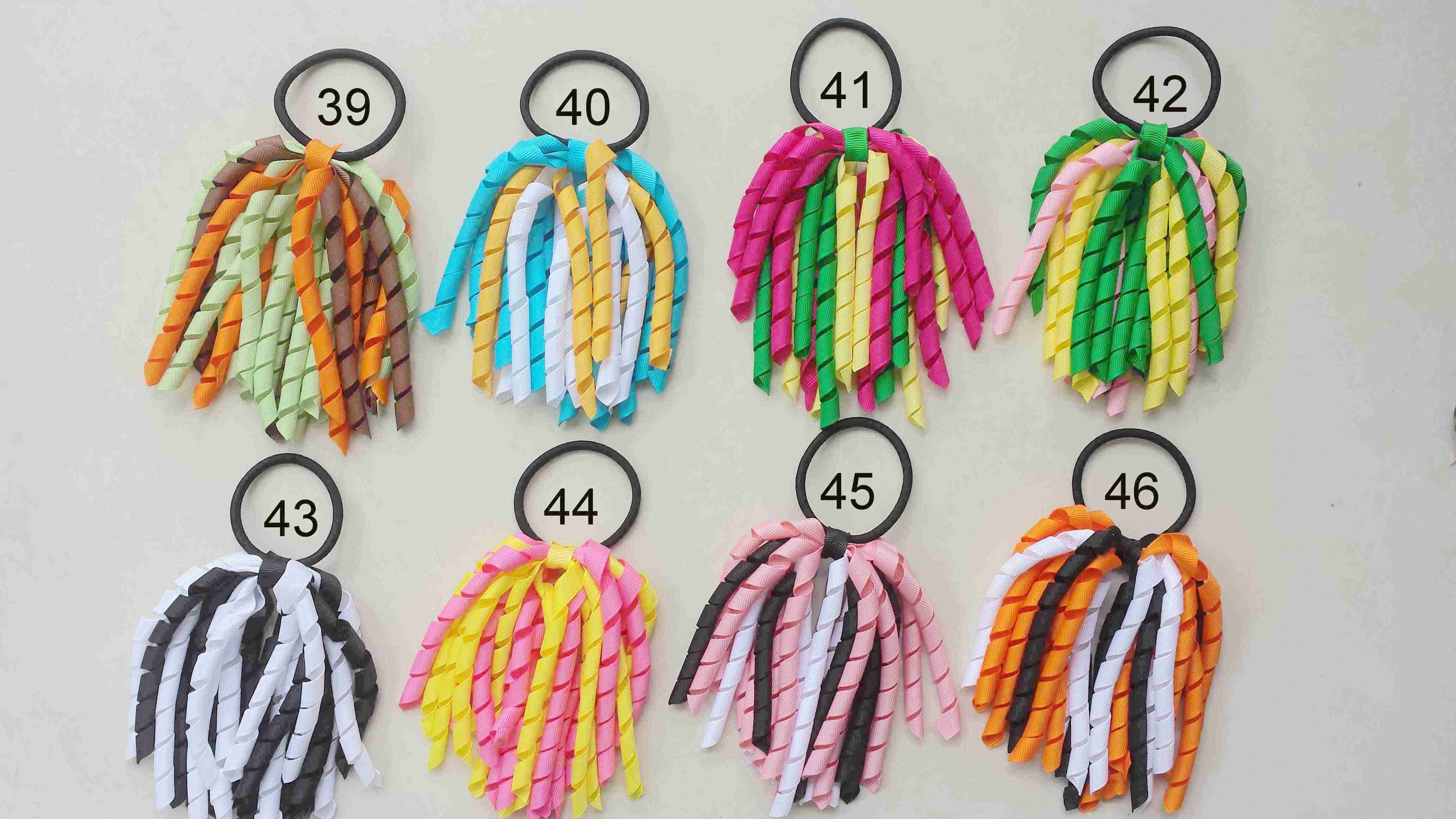 Curl Tassel Ribbon Korker Ponytail Holders Streamer Pony Corker Bows with Elastic Hair Bobbles Xmas Accessories 50 pcs PD002