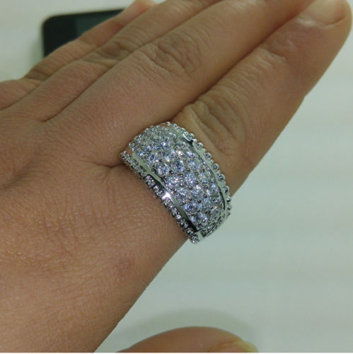 10kt Gold Filled White Topaz Wedding Ring Size 6-10 | Mother's Day Gift