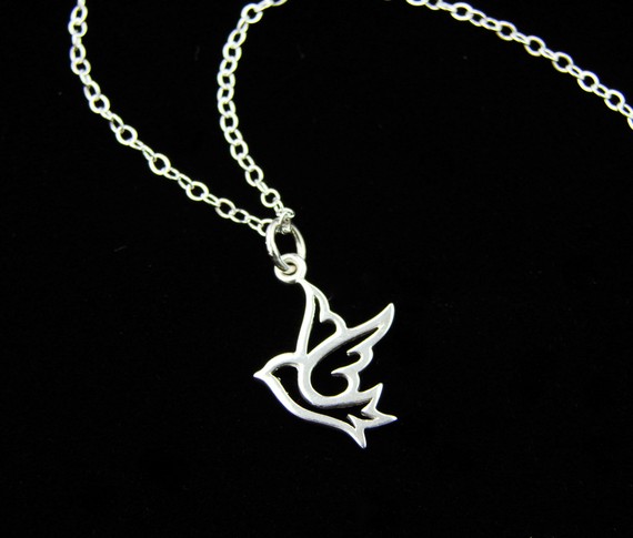 10PCS Gold Silver Cute Peace Dove Necklace Sparrow Necklace Flying Origami Swallow Necklace Tiny Baby Bird Necklaces