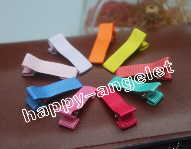 35mm mini girl Ribbon Hair Bows Clip double Prong Ribbon Lined Alligator Hair Clip Hair Accessories FJ3203