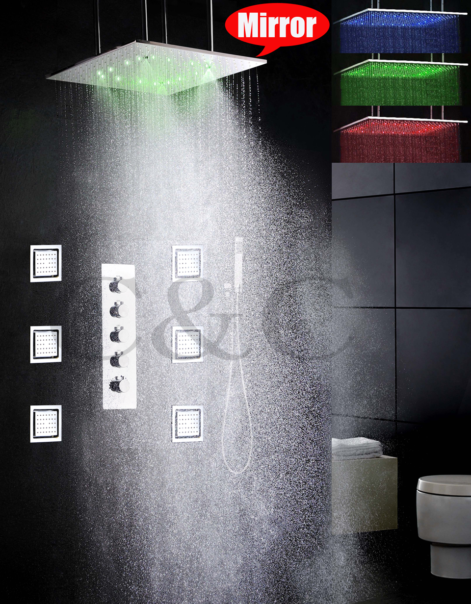 Bathroom LED Shower Faucet Set 20 Inch Atomizing And Rainfall LED Shower Head 4 Water Functions Work Together Or Separately 008-20WMIL-6MF
Bathroom LED Shower Faucet Set 20 Inch Atomizing And Rainfall LED Shower Head 4 Water Functions Work Together Or Separately 008-20WMIL-6MF