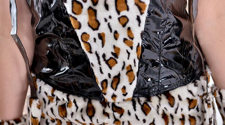 Sexy Furry Leopard Print Furry Halloween Costume COS catwomen Cat/Wolf/Leopard Nightclub Clothing party christmas wear set gift