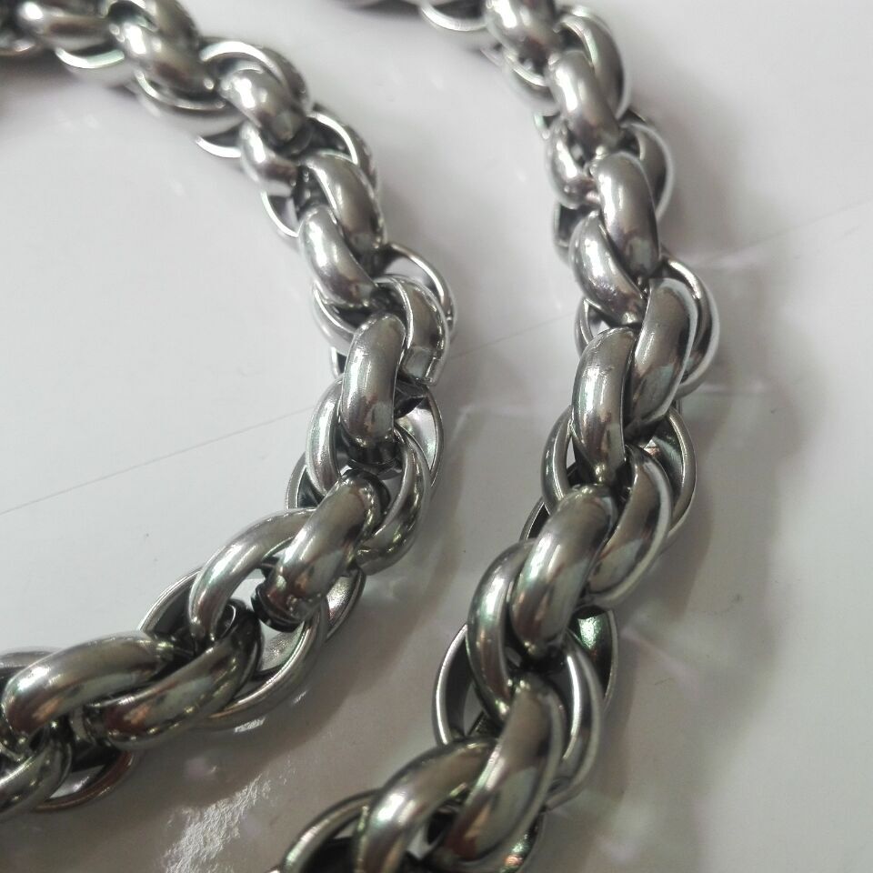 New Middle Eastern Style Silver Pure 316L Stainless steel Silver Twist Oval Rope Chain Link Necklace in Men Jewelry 9mm 20''-28''
