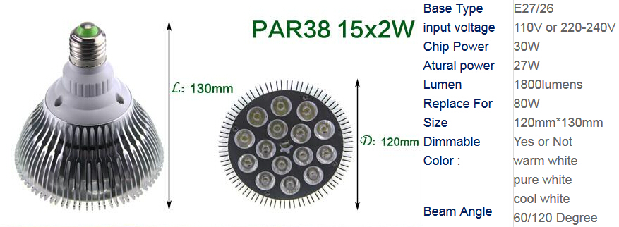 Dimmable Led bulb spotlight par38 par30 par20 9W 10W 14W 18W 24W 30W E27 par 20 30 38 LED Lamp light downlight 50