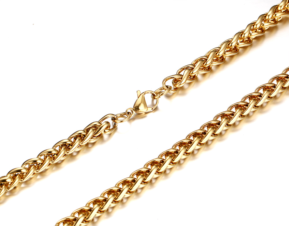 Outstanding Top Selling Gold 7mm Stainless Steel ed Wheat Braid Curb chain Necklace 28quot Fashion New Design For Men039