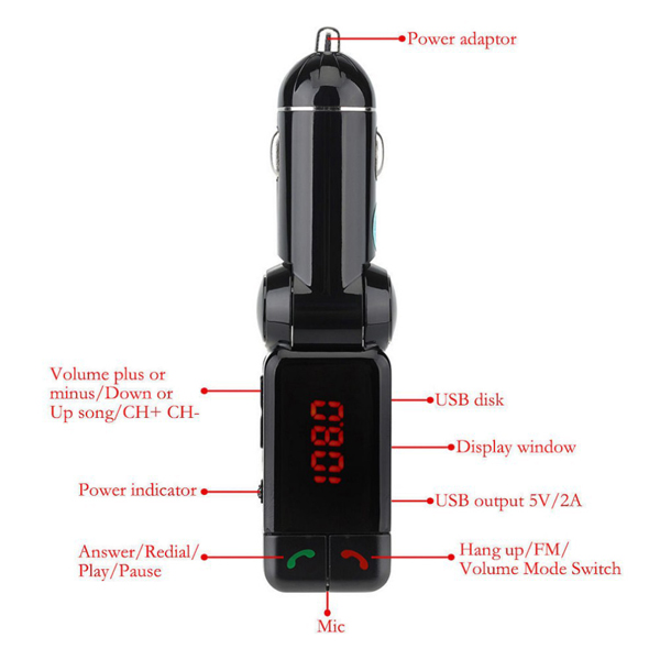 Bluetooth Car Kit Auto Charger Handsfree Wireless Charging Fm Transmitter Double USB Chargers 5V 2A Stereo Adapter