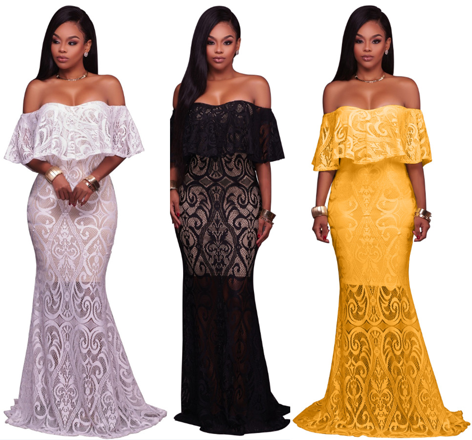 Elegant Long Evening Party Dresses Women White Black Off Shoulder Ruffles Vintage Lace Maxi Dress Formal Gowns Vestidos Robe Plus Size, Black;gray
Elegant Long Evening Party Dresses Women White Black Off Shoulder Ruffles Vintage Lace Maxi Dress Formal Gowns Vestidos Robe Plus Size, Black;gray