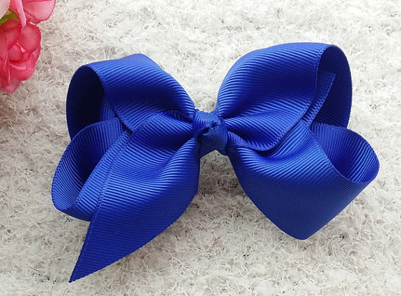 Big 5 inch Colorful Kids Girls Solid Ribbon Hair Bow Clips With Large Hairpins Boutique Hairclips Hair Accessories 50pcs