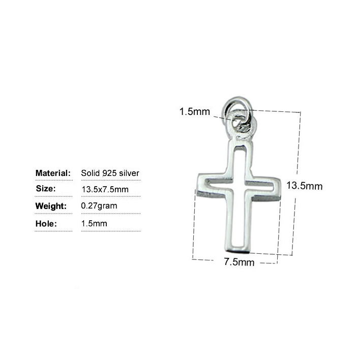 Beadsnice Cut-Out Cross Pendant 925 Sterling Silver Cross Charms Tiny Charms Necklace Charms Handmade Gift for Her ID 30435