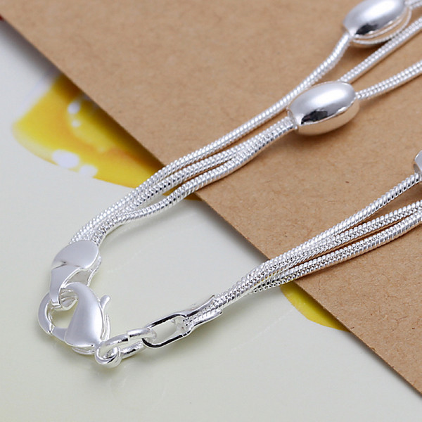 Hot sale best gift 925 silver Three line light bead bracelet DFMCH236,fashion 925 sterling silver plated Chain link bracelets high grade