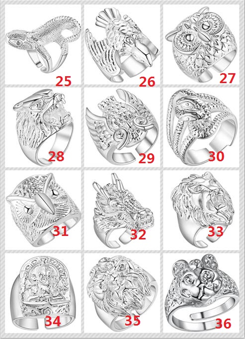 2018 Fashion mix 12 style 12pcs Plated 925 Sterling Silver Animal Ring Eagle Lion Owl Loong wolf snake Can be adjusted Opening Ring
2018 Fashion mix 12 style 12pcs Plated 925 Sterling Silver Animal Ring Eagle Lion Owl Loong wolf snake Can be adjusted Opening Ring