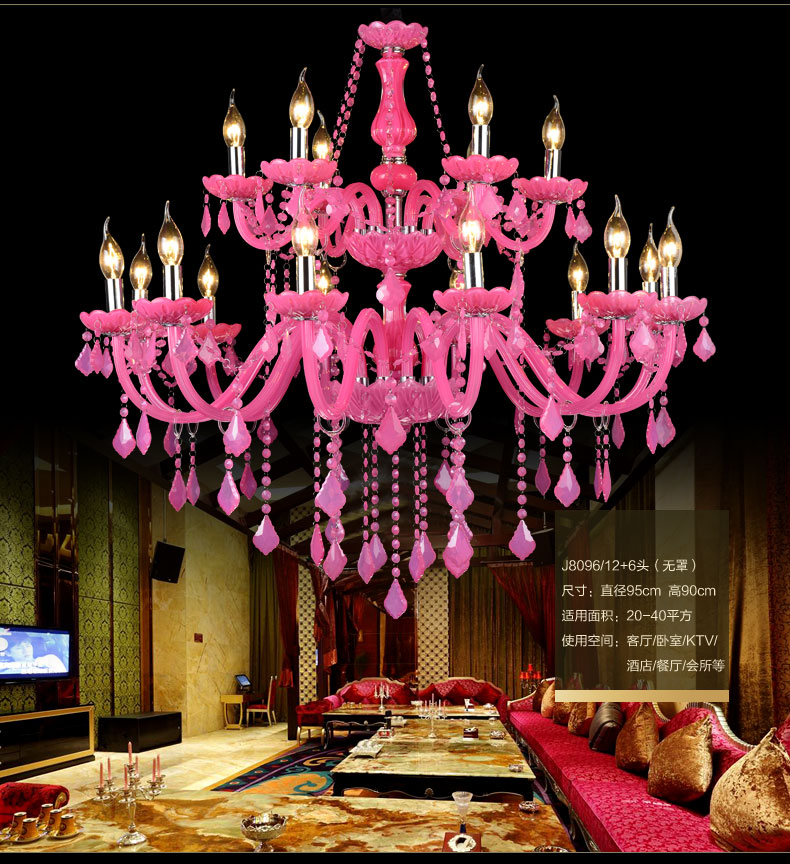 Longree Murano Chandelier Light modern pink restaurant chandeliers glass Candle crystal ball