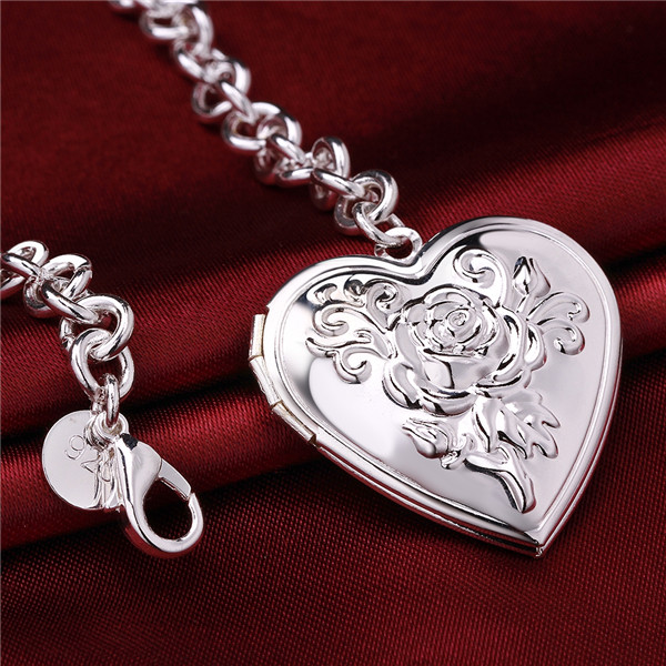 Hot sale gift 925 silver Closed heart-shaped bracelet DFMCH347,Brand new fashion 925 sterling silver plated Chain link bracelets high grade
