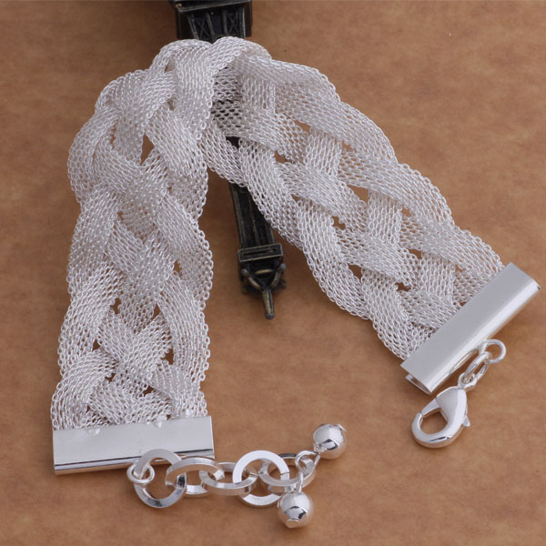 Free Shipping with tracking number Top Sale 925 Silver Bracelet Big Braid Bracelet Silver Jewelry 10Pcs/lot cheap 1600