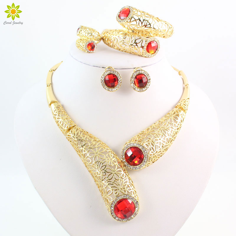New Design Hot selling Gold Plated Red Crystal Necklace Wedding Jewelry Set Bridal Party Fashion Jewelry
New Design Hot selling Gold Plated Red Crystal Necklace Wedding Jewelry Set Bridal Party Fashion Jewelry