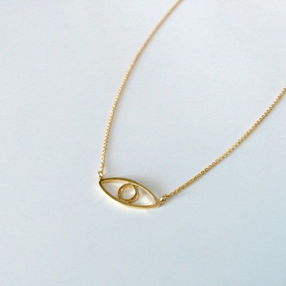 30PCS- N051 Gold Silver Hamsa Hand Evil Eye Necklace Open Line Devil Eye Necklaces Simple Fortunate Turkish Eye Necklace