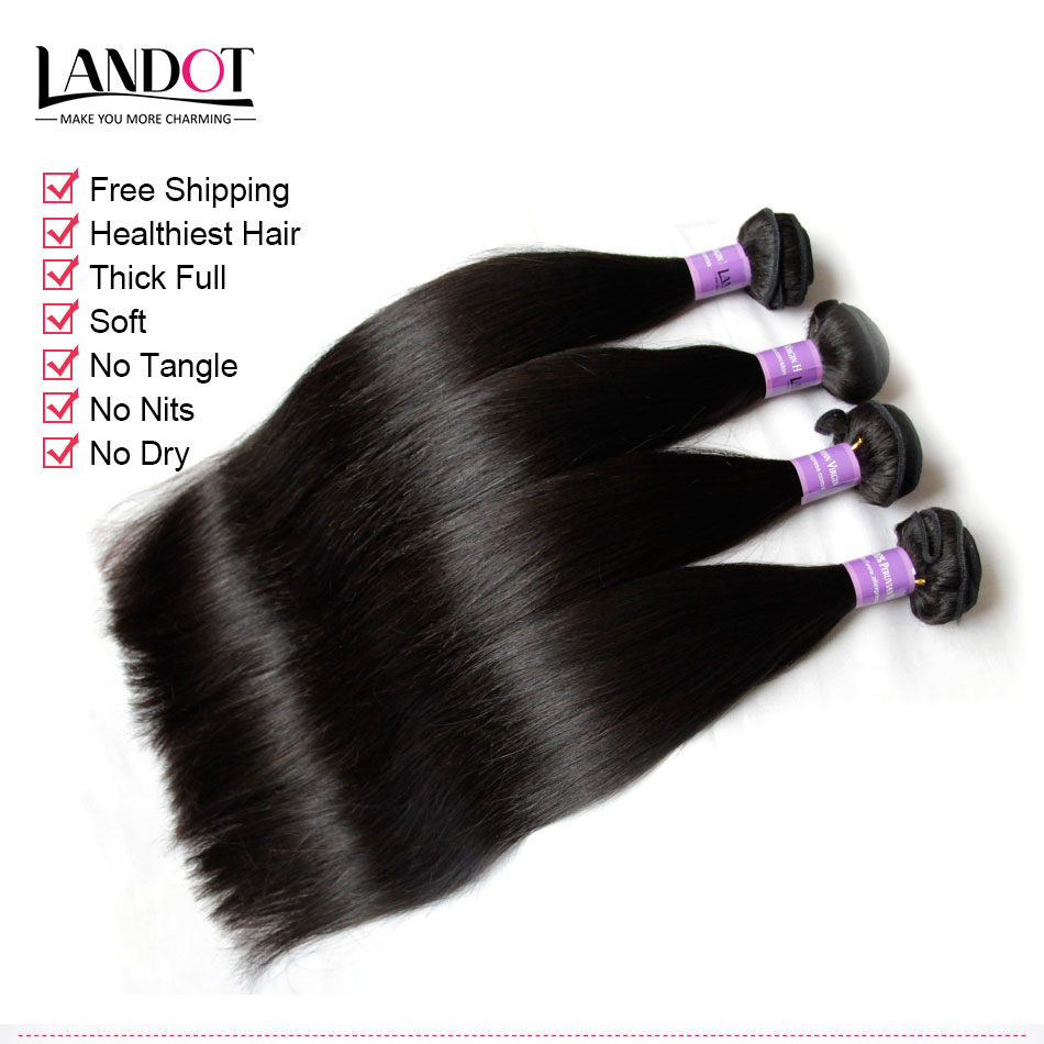 Peruvian Straight Virgin Human Hair Weaves With Closure 4pcs/Lot Unprocessed Peruvian Hair Weave Bundles With Lace Closures Free/Middle Part