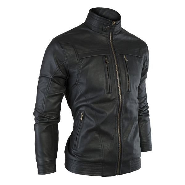 Wholesale-New Fashion Brand Classic Mens Punk PU Leather Coat Men Casual Locomotive Slim Clothing Motorcycle Jacket Clothing Jackets
