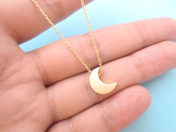 30PCS- N129 Gold Silver Cute Small Half Moon Necklace Simple Crescent Moon Necklace Little Galaxy Moon Necklaces for Ladies Girl