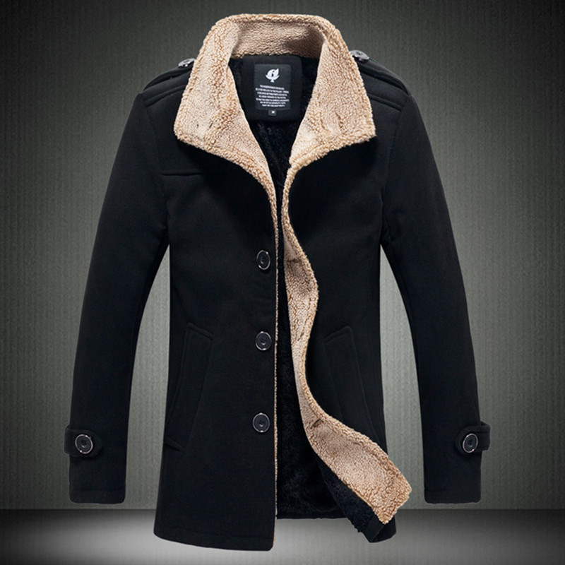 Fall-Free postage stand collar berber fleece male woolen jacket outerwear male navy blue p