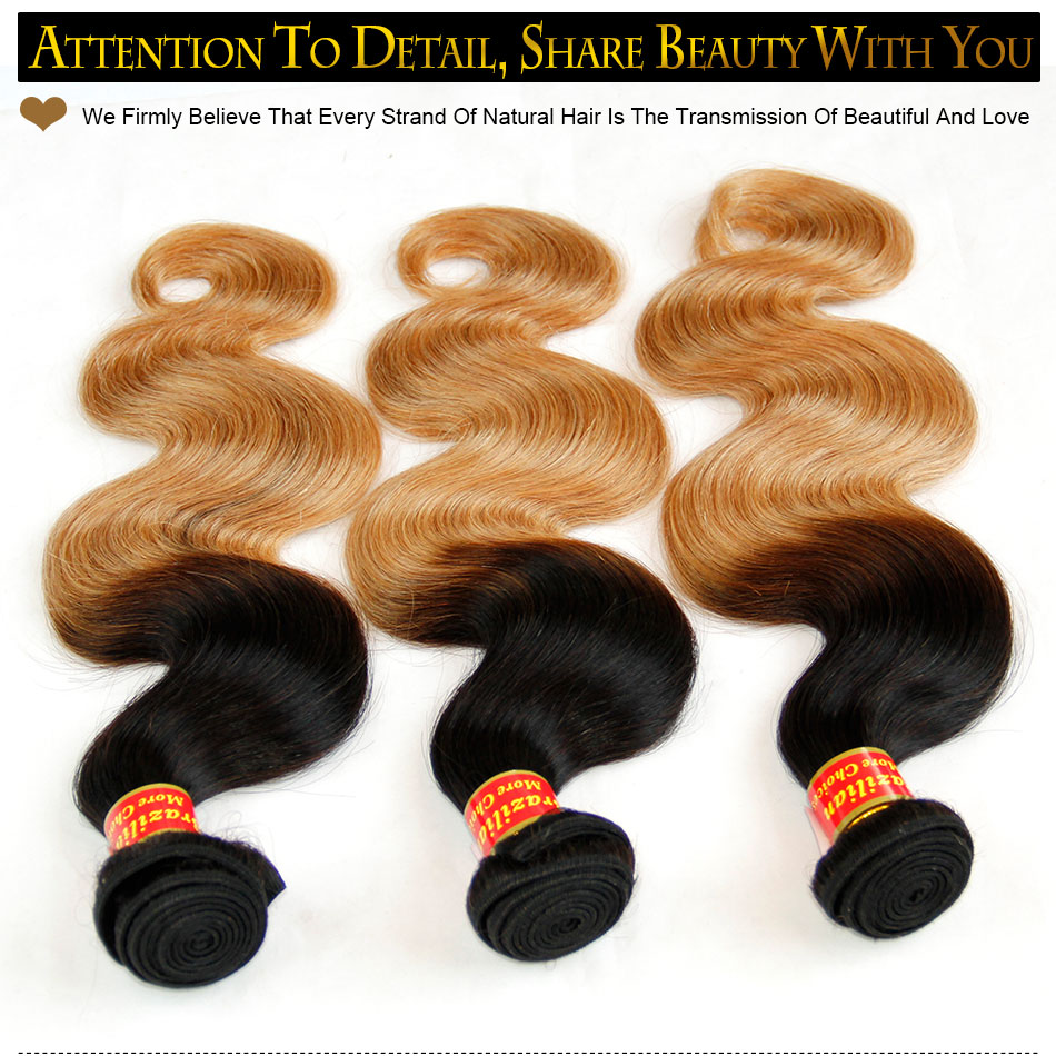Ombre Brazilian Human Hair Extensions Two Tone Color 1B/27# Blonde 7A Ombre Peruvian Malaysian Indian Cambodian Body Wave Hair Weave Bundles