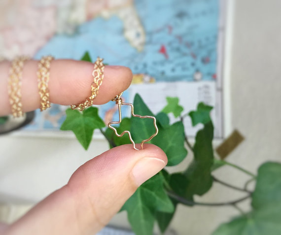 10PCS State of Texas Necklaces Hollow Outline Texas State Necklace America USA State Necklaces TX map Geography Necklaces