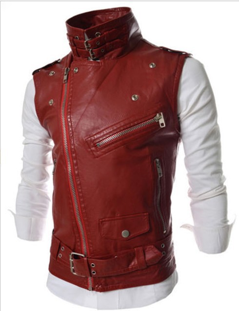 Fall-Free Shipping!Punk style multi-zipper design men's leather vest,Pank-stil' mul'ti- Molniya dizayn muzhskoy kozhanyy zhilet