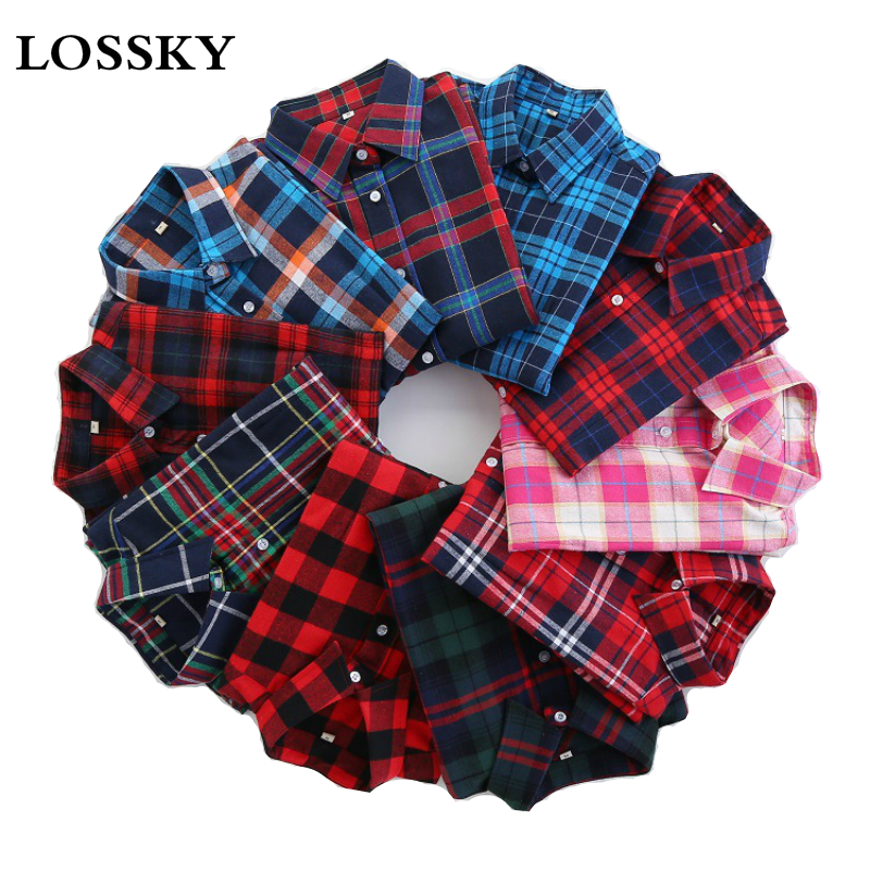 Wholesale- 2017 Fashion Plaid Shirt Female College style women's Blouses Long Sleeve Flannel Shirt Plus Size Cotton Blusas Office tops, B04
Wholesale- 2017 Fashion Plaid Shirt Female College style women's Blouses Long Sleeve Flannel Shirt Plus Size Cotton Blusas Office tops, B04