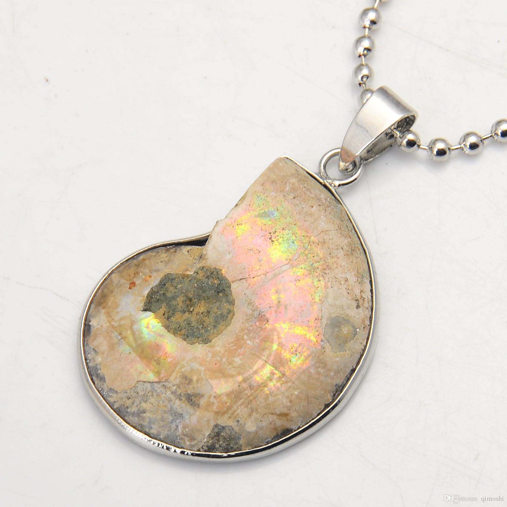 2018 necklace women Handmade Silver Wrapped natural Conch fossil necklace fine Jewelly necklaces & pendants Jewelly for women free shipping