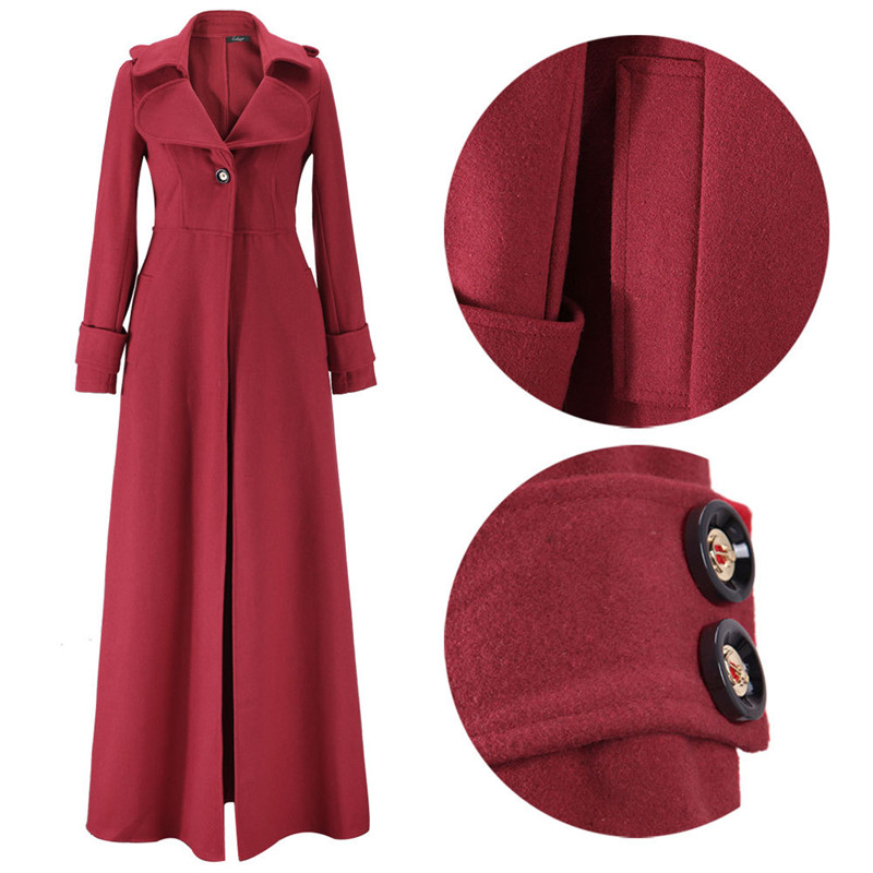 Wholesale 2015 Winter Woolen Extra Long Trench Coat For Women