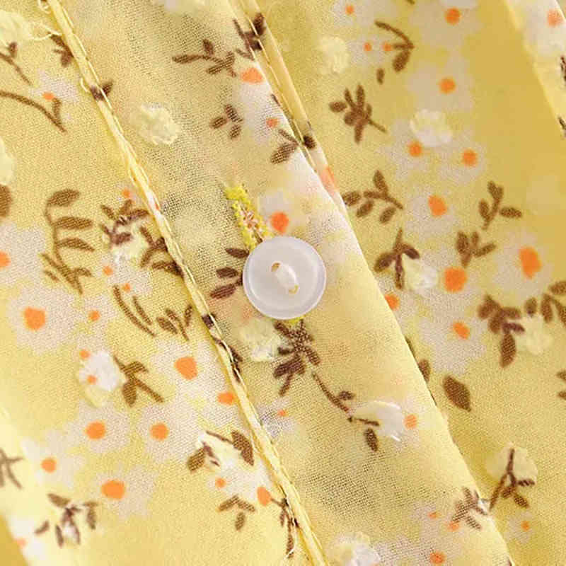 Women Loose Floral Print Chiffon Mini Dresses Summer Ruffle Pleated Shirt Dress Ladies Short Sleeve Casual Sundress 210414