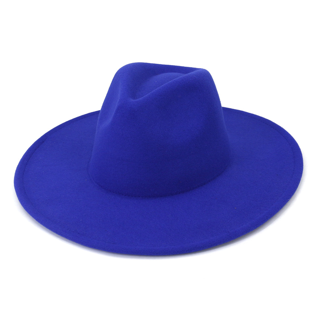 Whole Fashion Men Women Solid Color Peach Heart Party Top Hat Ladies Panama Style Wide Brim Wool Felt Fedora Hats